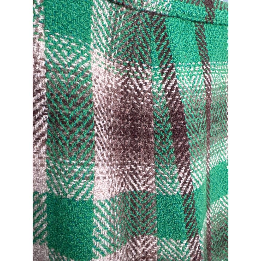1970s Handmade Green Brown Plaid Skirt & Vest Set XXS - Picture 8 of 14
